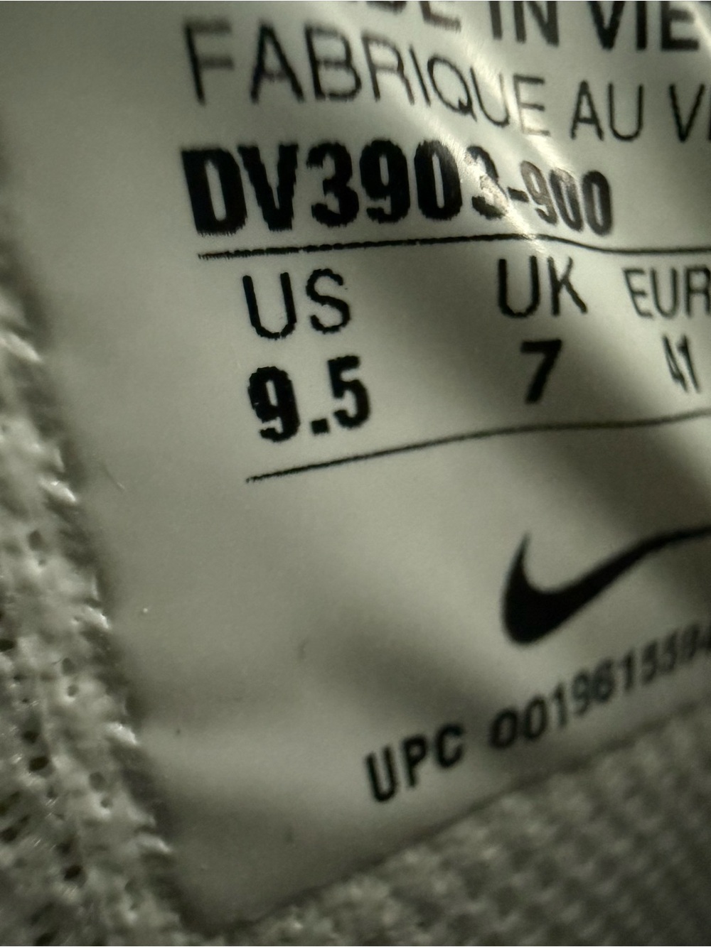 Nike White & Black Sneaker Interior Label Detail - Picture 3 of 7